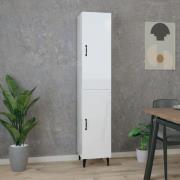 vidaXL Highboard høyglans hvit 34,5x34x180 cm konstruert tre