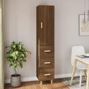 vidaXL Highboard brun eik 34,5x34x180 cm konstruert tre