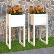 vidaXL Plantekasser 2 stk hvit 40x40x81 cm heltre furu