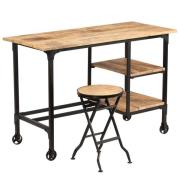 vidaXL Skrivebord med sammenleggbar krakk heltre mango 115x50x76 cm