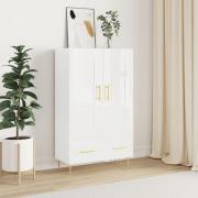 vidaXL Highboard høyglans hvit 69,5x31x115 cm konstruert tre