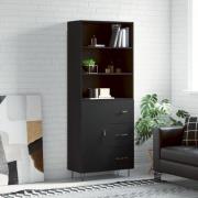 vidaXL Highboard svart 69,5x34x180 cm konstruert tre