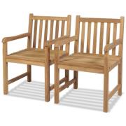 vidaXL Utestoler 2 stk heltre teak