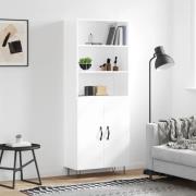 vidaXL Highboard høyglans hvit 69,5x34x180 cm konstruert tre