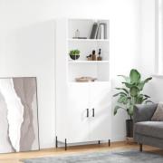 vidaXL Highboard høyglans hvit 69,5x34x180 cm konstruert tre