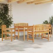 vidaXL Hagespisegruppe 5 deler heltre teak