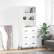 vidaXL Highboard høyglans hvit 69,5x34x180 cm konstruert tre