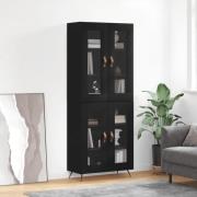 vidaXL Highboard svart 69,5x34x180 cm konstruert tre