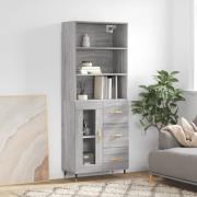 vidaXL Highboard grå sonoma 69,5x34x180 cm konstruert tre