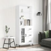 vidaXL Highboard høyglans hvit 69,5x34x180 cm konstruert tre