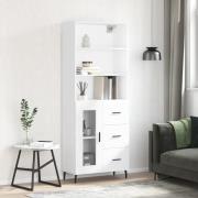 vidaXL Highboard høyglans hvit 69,5x34x180 cm konstruert tre