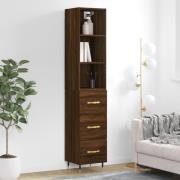 vidaXL Highboard brun eik 34,5x34x180 cm konstruert tre