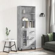 vidaXL Highboard betonggrå 69,5x34x180 cm konstruert tre