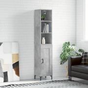 vidaXL Highboard betonggrå 34,5x34x180 cm konstruert tre