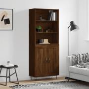 vidaXL Highboard brun eik 69,5x34x180 cm konstruert tre