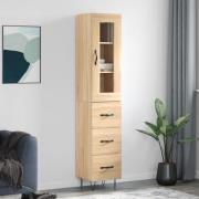 vidaXL Highboard sonoma eik 34,5x34x180 cm konstruert tre