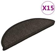 vidaXL Selvklebende trappematter sisal 15 stk 56x17x3 cm antrasitt