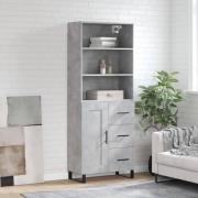 vidaXL Highboard betonggrå 69,5x34x180 cm konstruert tre