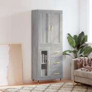 vidaXL Highboard grå sonoma 69,5x34x180 cm konstruert tre