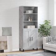 vidaXL Highboard betonggrå 69,5x34x180 cm konstruert tre