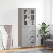 vidaXL Highboard grå sonoma 69,5x34x180 cm konstruert tre