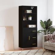 vidaXL Highboard svart 69,5x34x180 cm konstruert tre