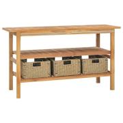 vidaXL Servantskap for bad med 3 kurver heltre teak 132x45x75 cm