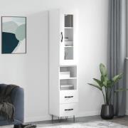 vidaXL Highboard hvit 34,5x34x180 cm konstruert tre