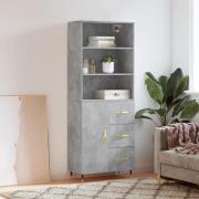 vidaXL Highboard betonggrå 69,5x34x180 cm konstruert tre