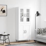 vidaXL Highboard høyglans hvit 69,5x34x180 cm konstruert tre