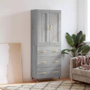 vidaXL Highboard grå sonoma 69,5x34x180 cm konstruert tre