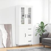 vidaXL Highboard hvit 69,5x34x180 cm konstruert tre