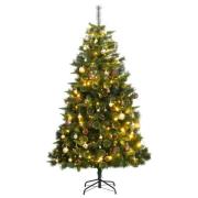 vidaXL Kunstig hengslet juletre med 300 LED og kulesett 240 cm