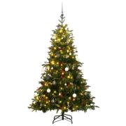 vidaXL Kunstig hengslet juletre med 300 LED og kulesett 210 cm