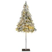 vidaXL Kunstig juletre med 300 LED flokket snø slankt 210 cm