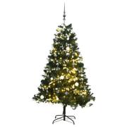 vidaXL Kunstig hengslet juletre med 150 LED og kulesett 150 cm