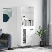 vidaXL Highboard høyglans hvit 69,5x34x180 cm konstruert tre