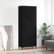 vidaXL Highboard svart 69,5x34x180 cm konstruert tre