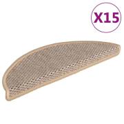 vidaXL Selvklebende trappematter sisal 15 stk 56x17x3 cm lys beige