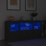 vidaXL Skjenk med LED-lys svart 142,5x37x67 cm