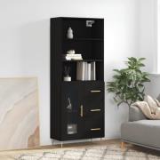 vidaXL Highboard svart 69,5x34x180 cm konstruert tre