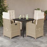 vidaXL Hagespisegruppe med puter 5 deler polyrotting beige