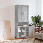 vidaXL Highboard betonggrå 69,5x34x180 cm konstruert tre