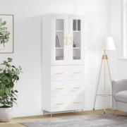 vidaXL Highboard hvit 69,5x34x180 cm konstruert tre