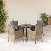 vidaXL Hagespisegruppe med puter 5 deler polyrotting beige