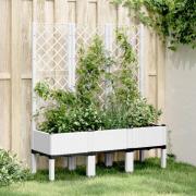 vidaXL Plantekasse med espalier hvit 120x40x142 cm PP