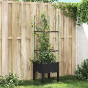 vidaXL Plantekasse med espalier svart 40x40x142,5 cm PP