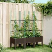 vidaXL Plantekasse med espalier brun 120x40x142,5 cm PP