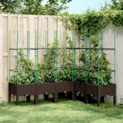 vidaXL Plantekasse med espalier brun 160x120x142,5 cm PP