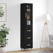 vidaXL Highboard svart 34,5x34x180 cm konstruert tre